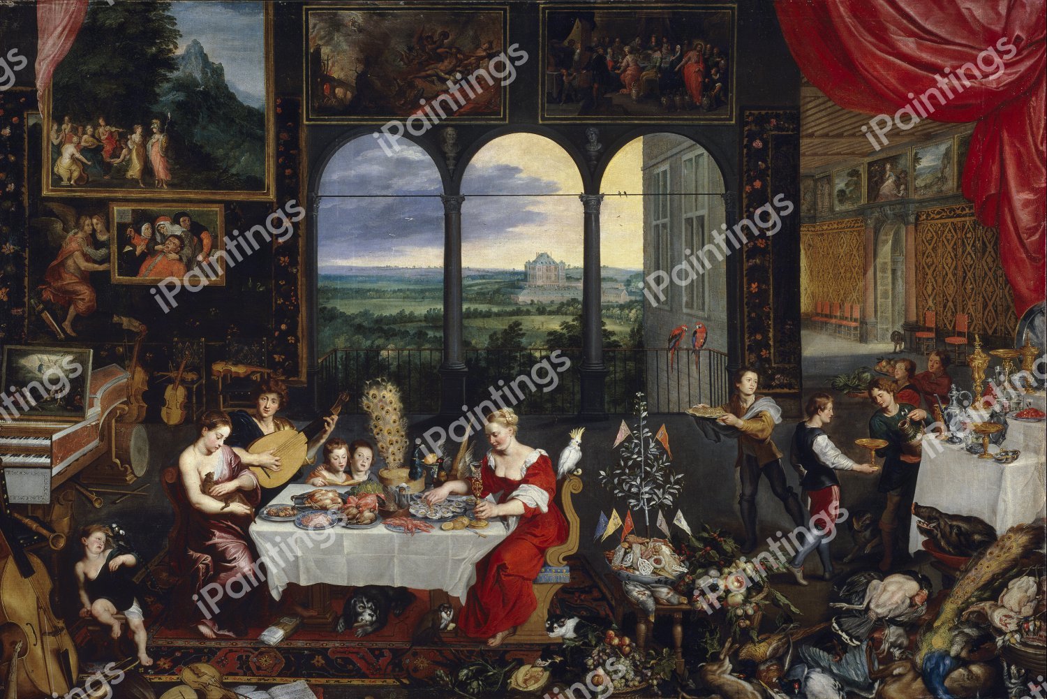 The Senses of Hearing, Touch and Taste. The painting by Jan Brueghel the Elder