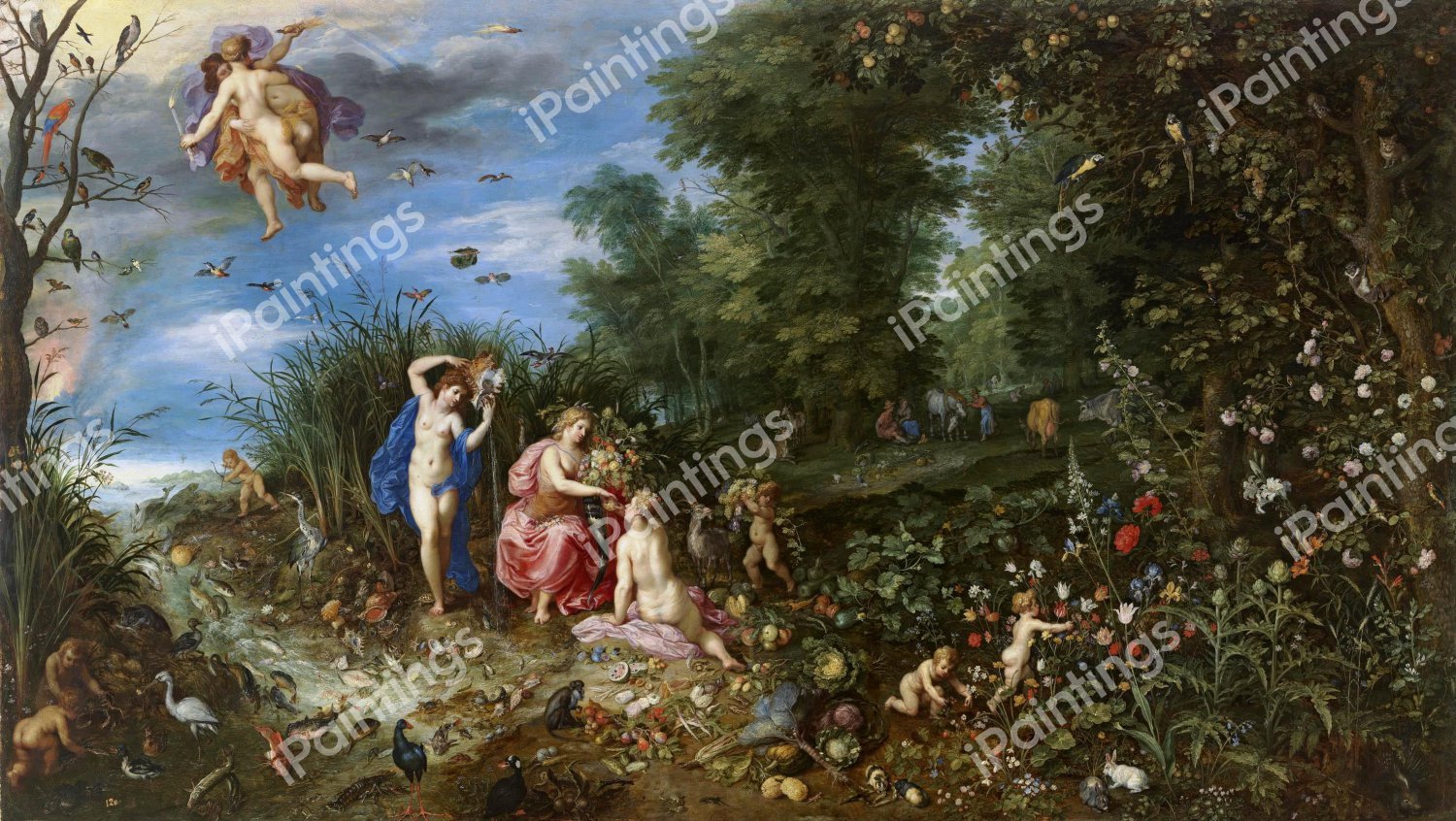 Abundance and the Four Elements. The painting by Jan Brueghel the Younger