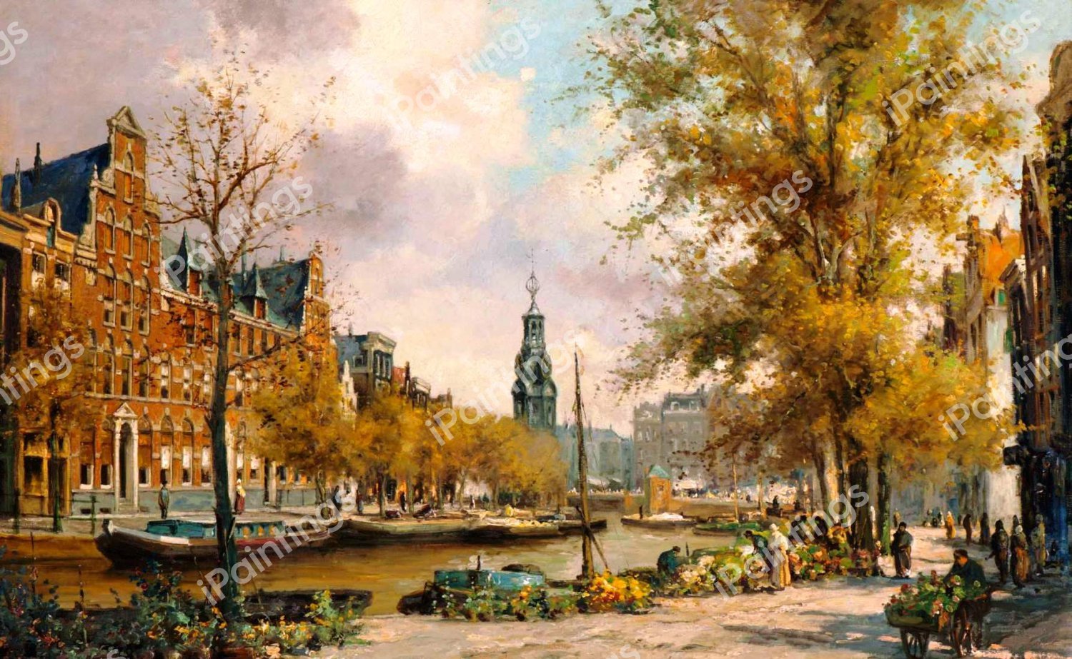 View of the Flower Market on the Singel. The painting by Jan Gerard Smits