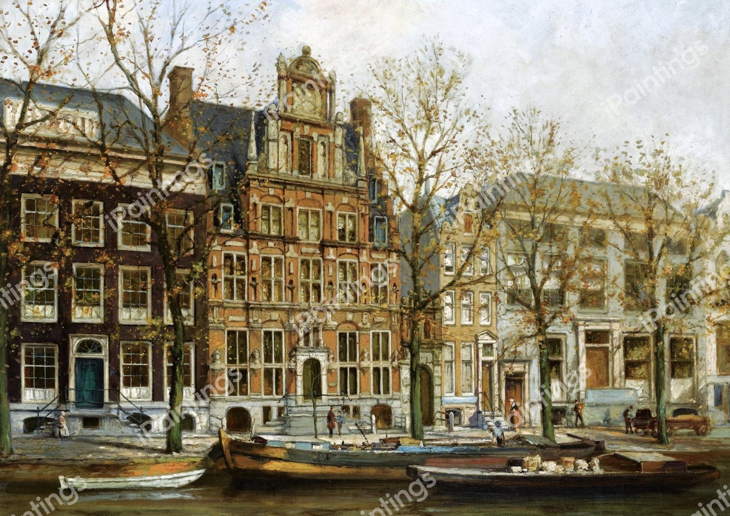 View on 'Het Huis Met de Hoofden' at the Keizersgracht, Amsterdam. The painting by Jan Gerard Smits