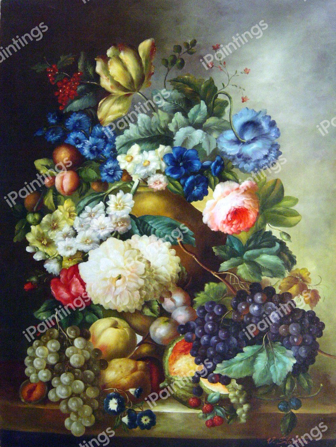 Flowers And Fruit. The painting by Jan Van Os