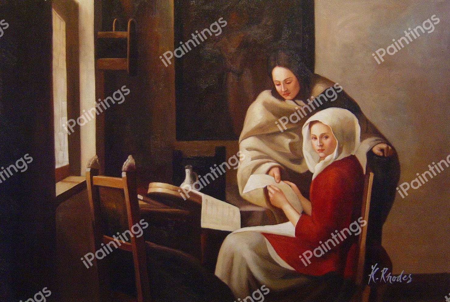 Girl Interrupted At Her Music. The painting by Jan Vermeer