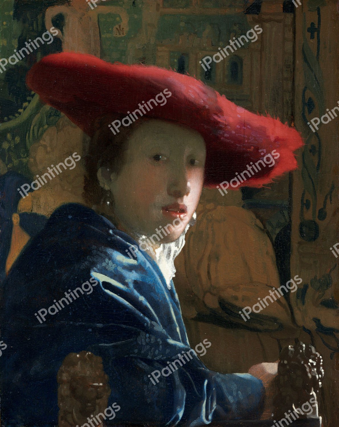 Girl with the Red Hat. The painting by Jan Vermeer