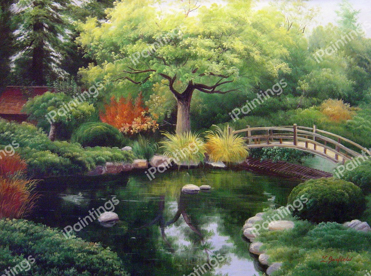 Japanese Garden Bridge. The painting by Our Originals