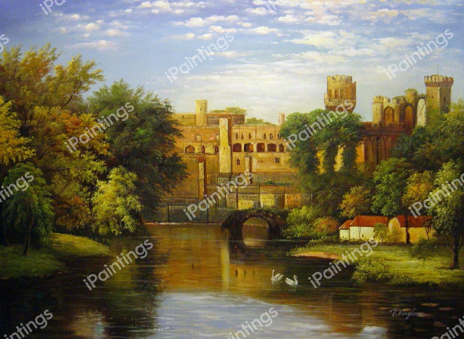 At Warwick Castle. The painting by Jasper Francis Cropsey