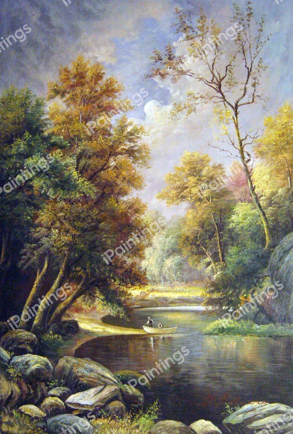 Autumn River Landscape. The painting by Jasper Francis Cropsey