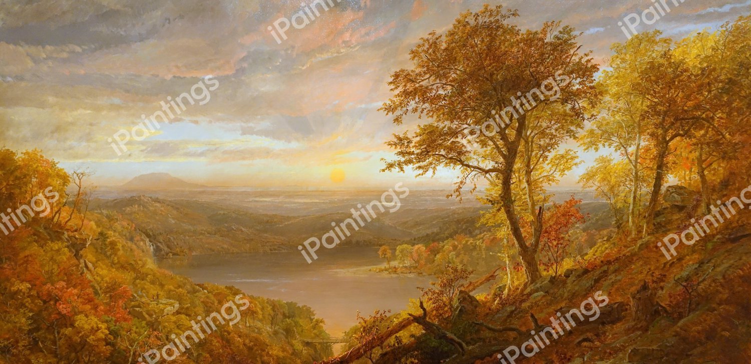 Greenwood Lake. The painting by Jasper Francis Cropsey
