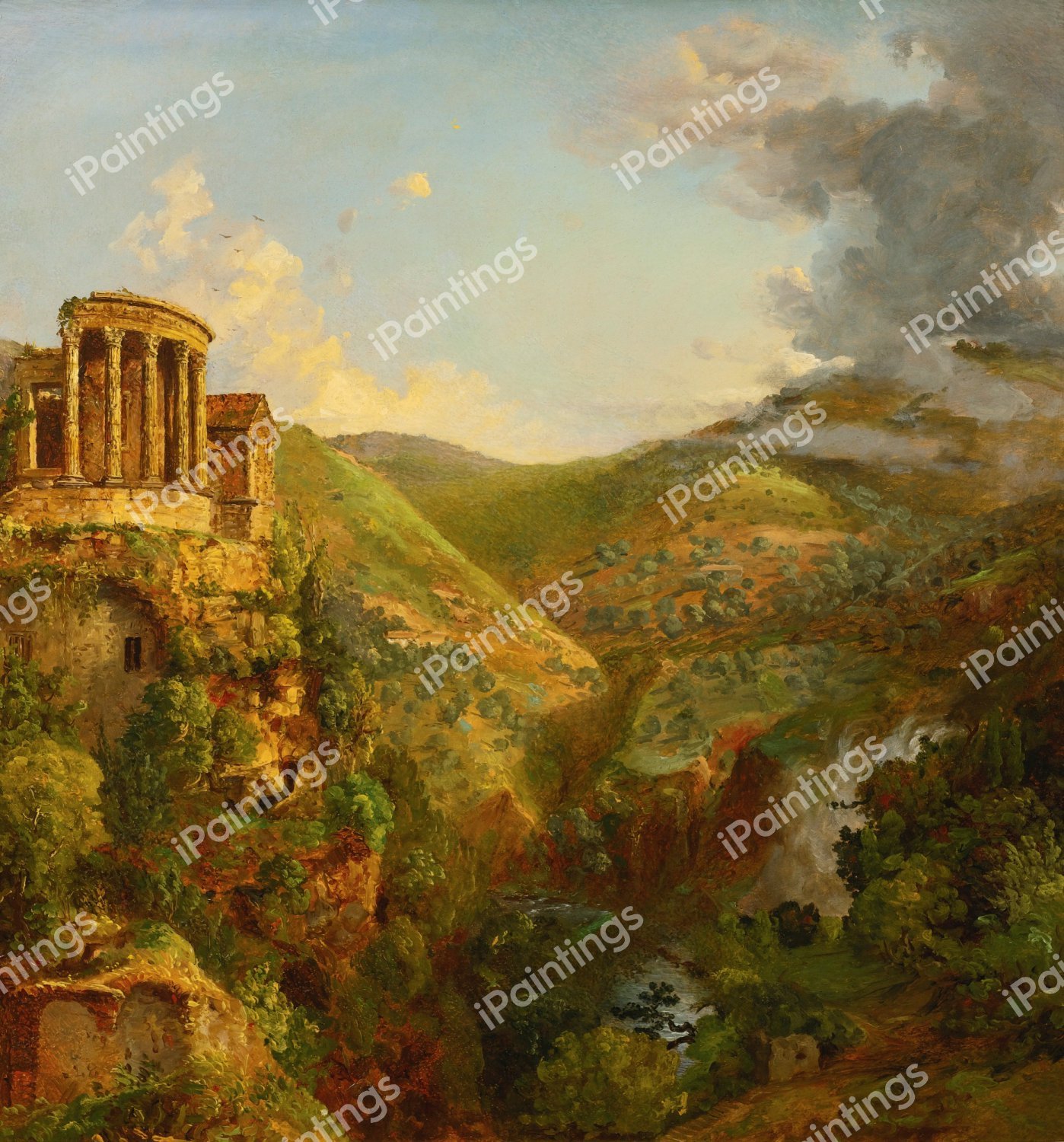 The Temple of the Sibyl, Tivoli. The painting by Jasper Francis Cropsey