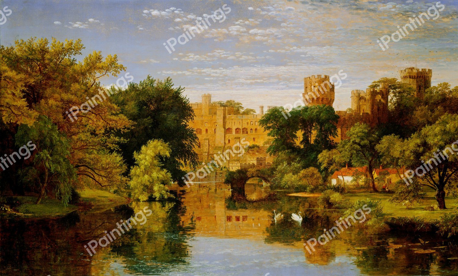 The Warwick Castle. The painting by Jasper Francis Cropsey