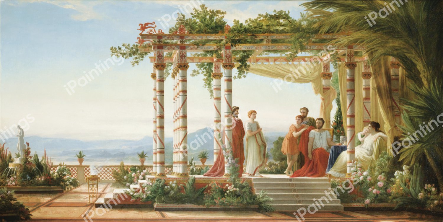 Sous la Tonnelle. The painting by Jean Alaux