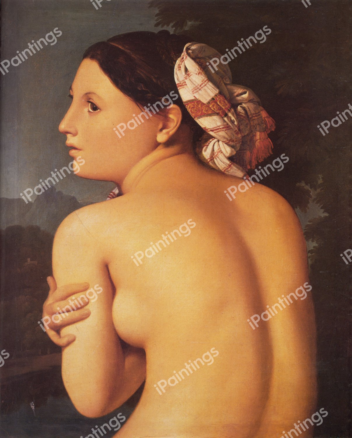 Half-Figure of a Bather. The painting by Jean-Auguste Dominique Ingres