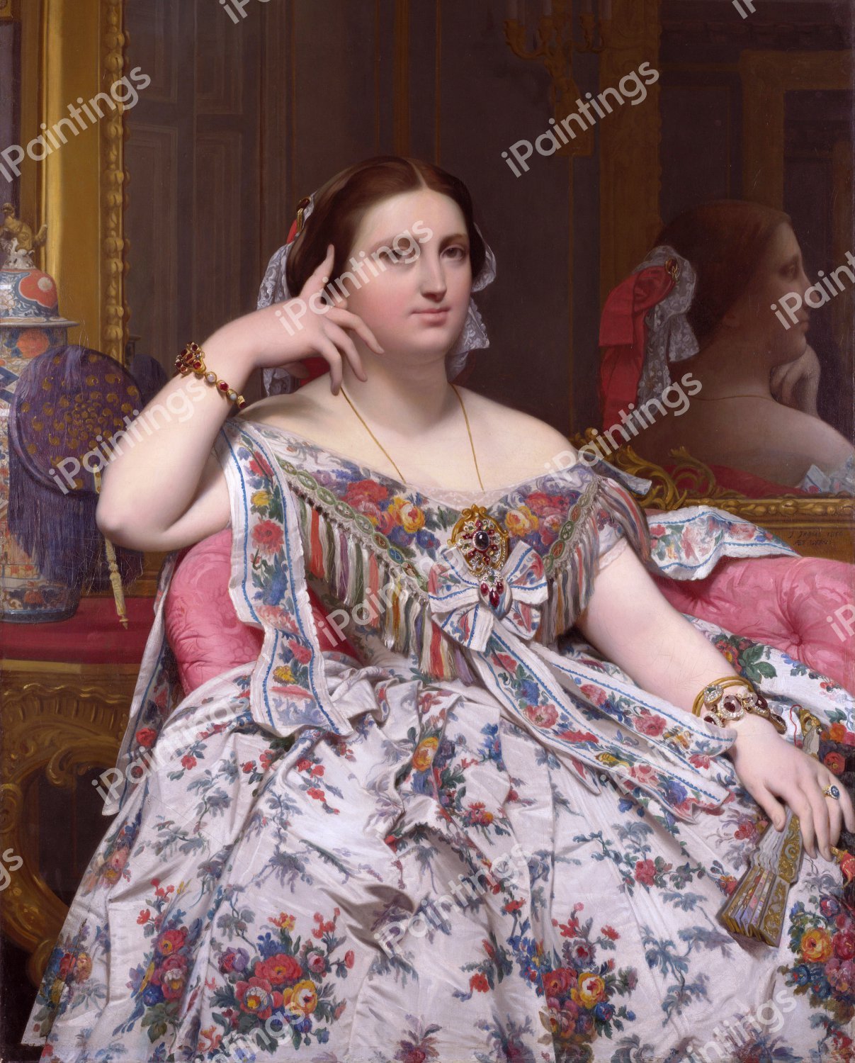 Mme. Moitessier. The painting by Jean-Auguste Dominique Ingres