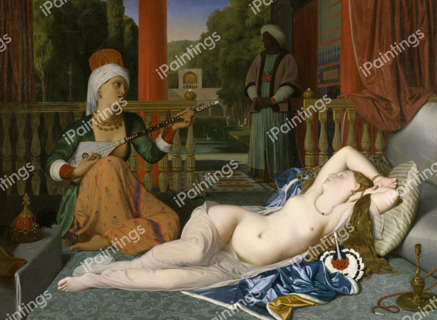 Odalisque with Slave. The painting by Jean-Auguste Dominique Ingres