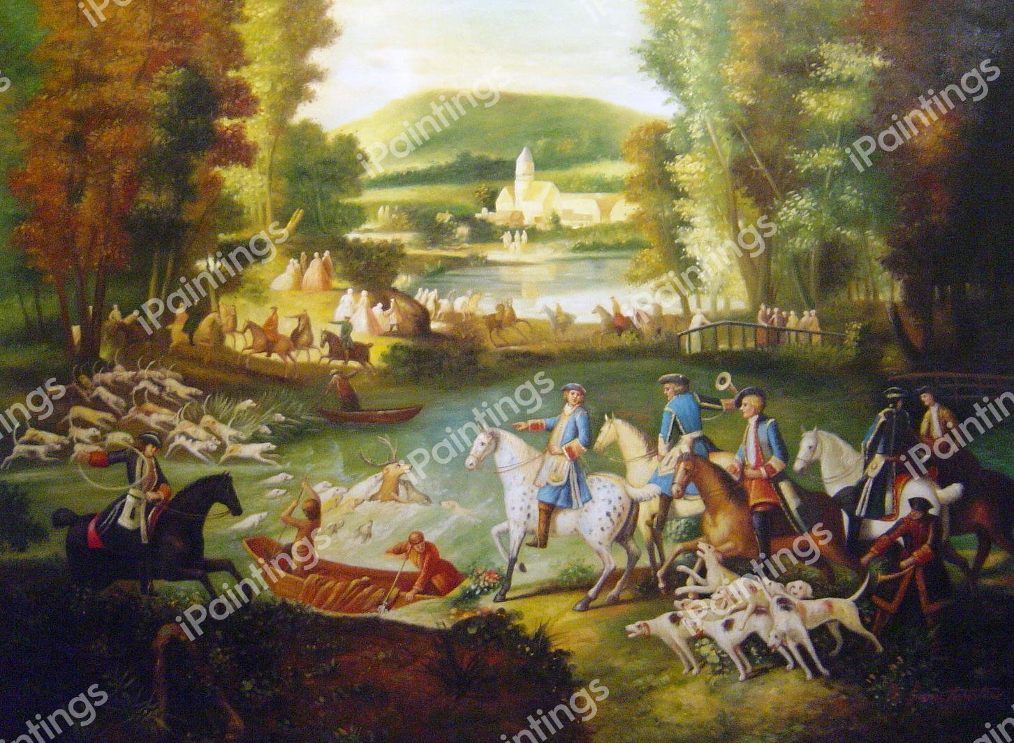 Hunting At The Saint-Jean Pond In The Forest Of Compiegne. The painting by Jean-Baptiste Oudry