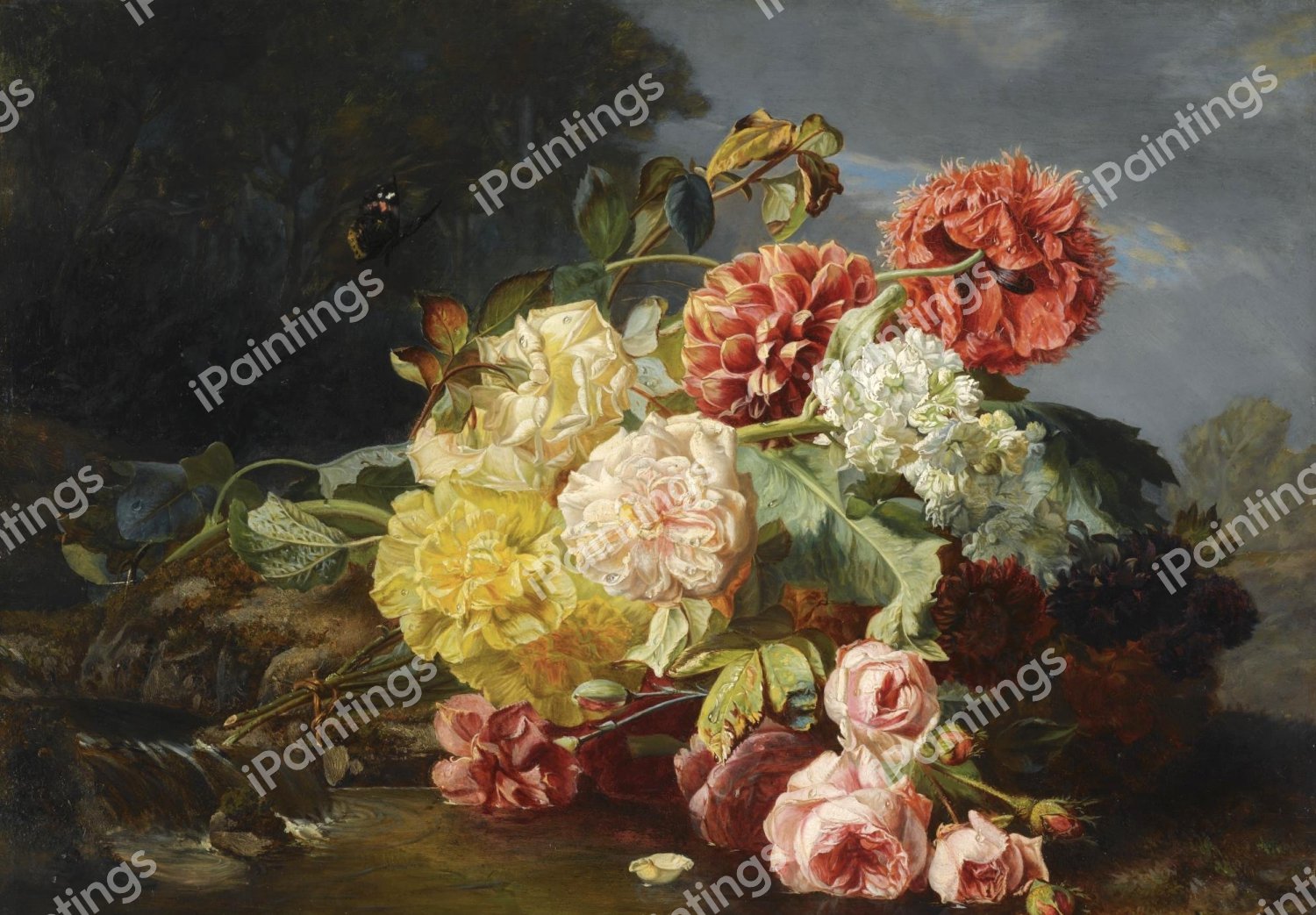 Flower Still Life. The painting by Jean Baptiste Robie