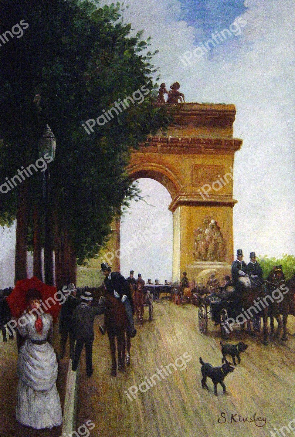 Arc de Triomphe,  Champs-Elysees. The painting by Jean Beraud