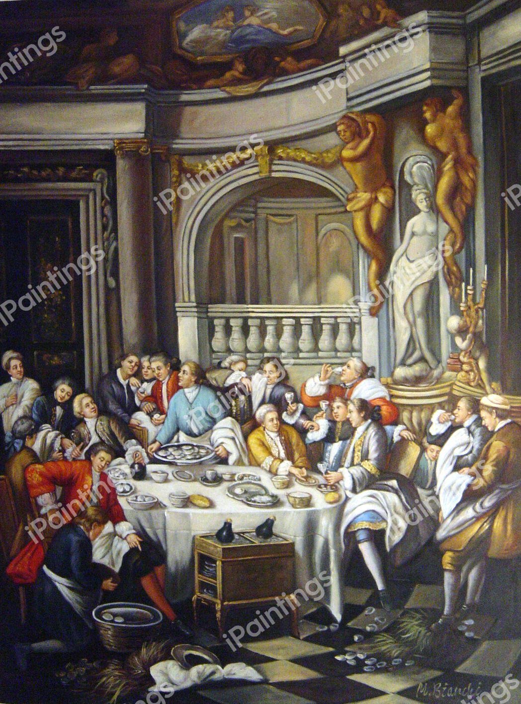 The Lunch Of  Oysters. The painting by Jean-Francois De Troy