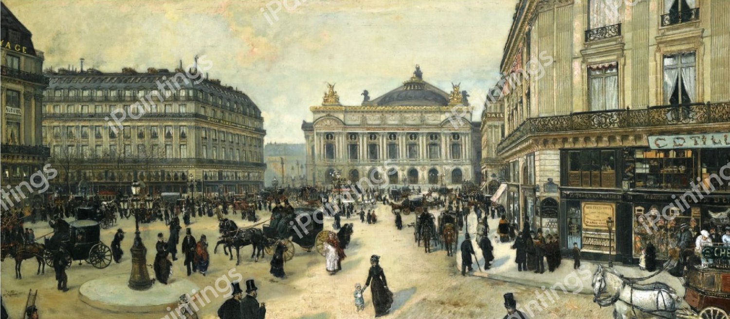 Place de l'Opera, 1878. The painting by Jean-Francois Raffaelli