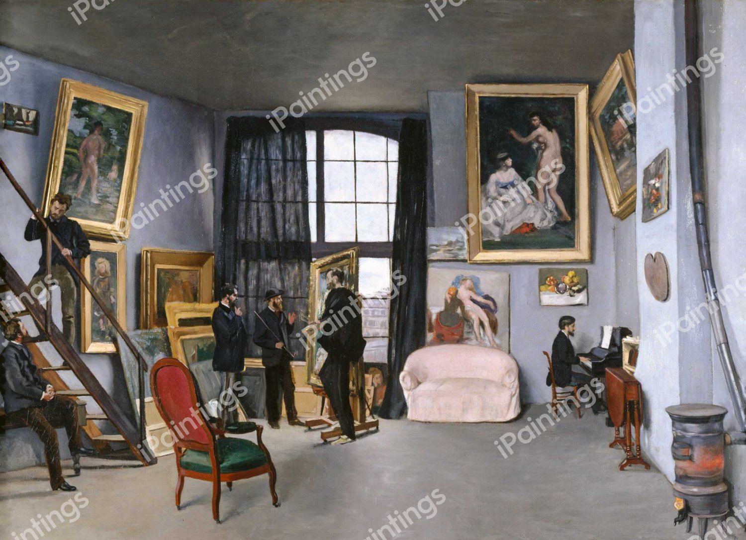 Bazille's Studio. The painting by Jean Frederic Bazille
