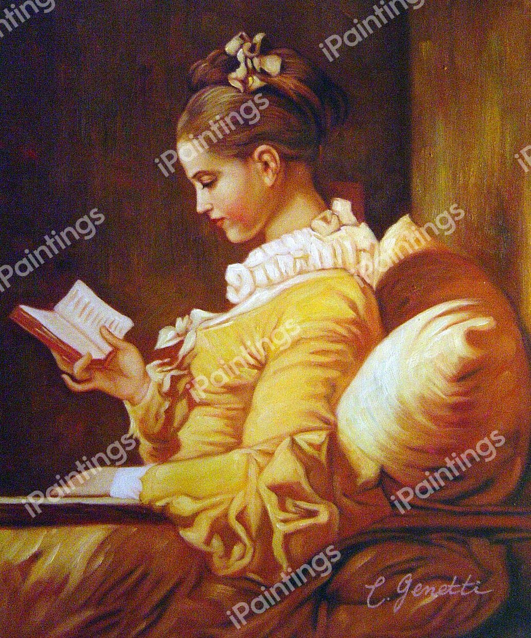 A Young Girl Reading. The painting by Jean-Honore Fragonard