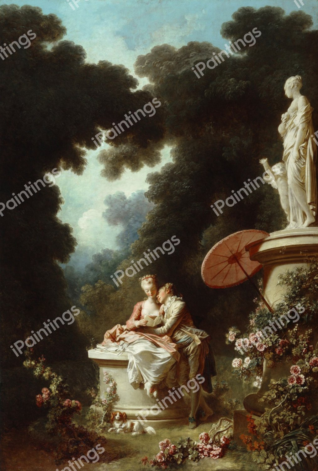 Confession of Love. The painting by Jean-Honore Fragonard