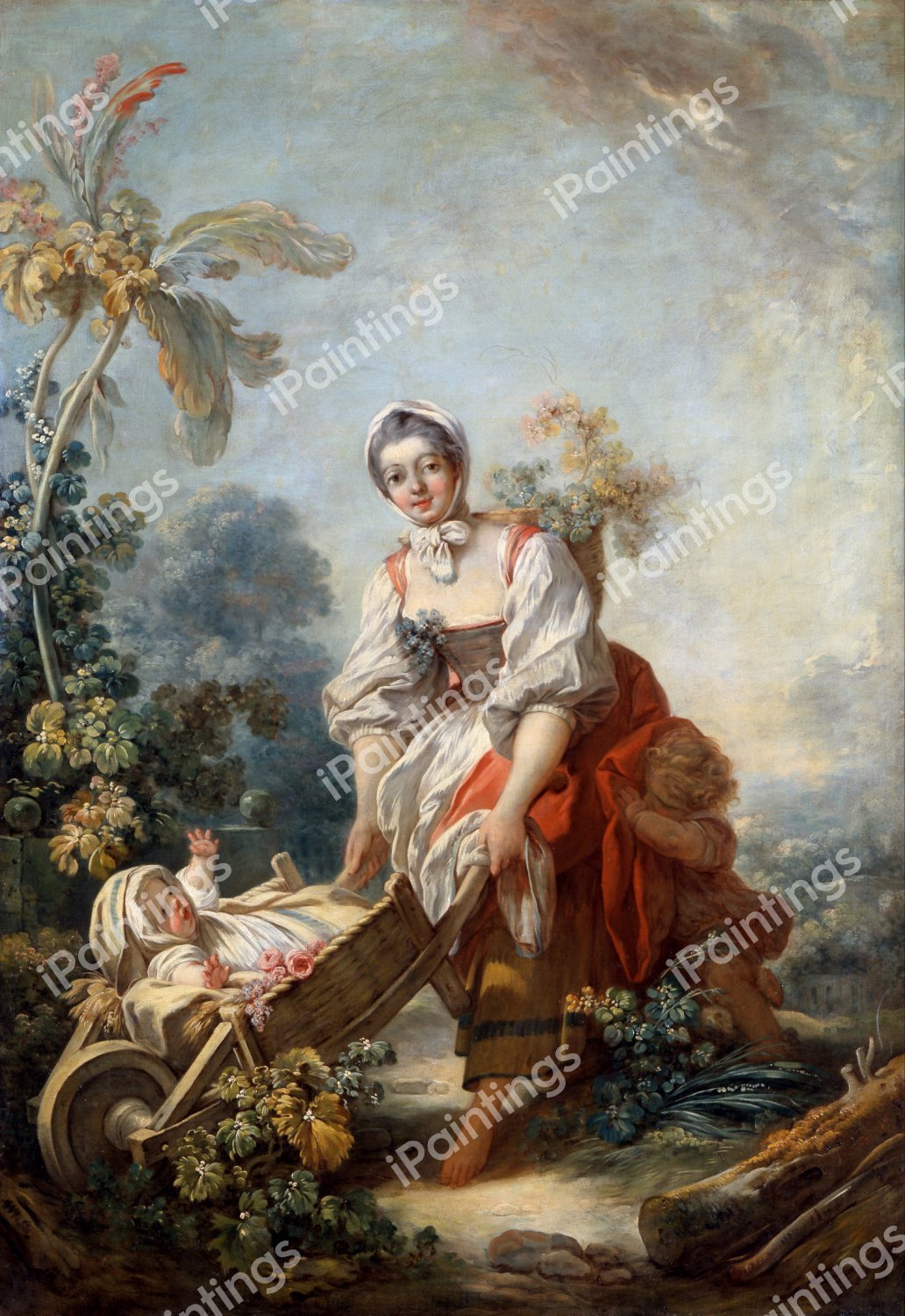 The Joys of Motherhood. The painting by Jean-Honore Fragonard