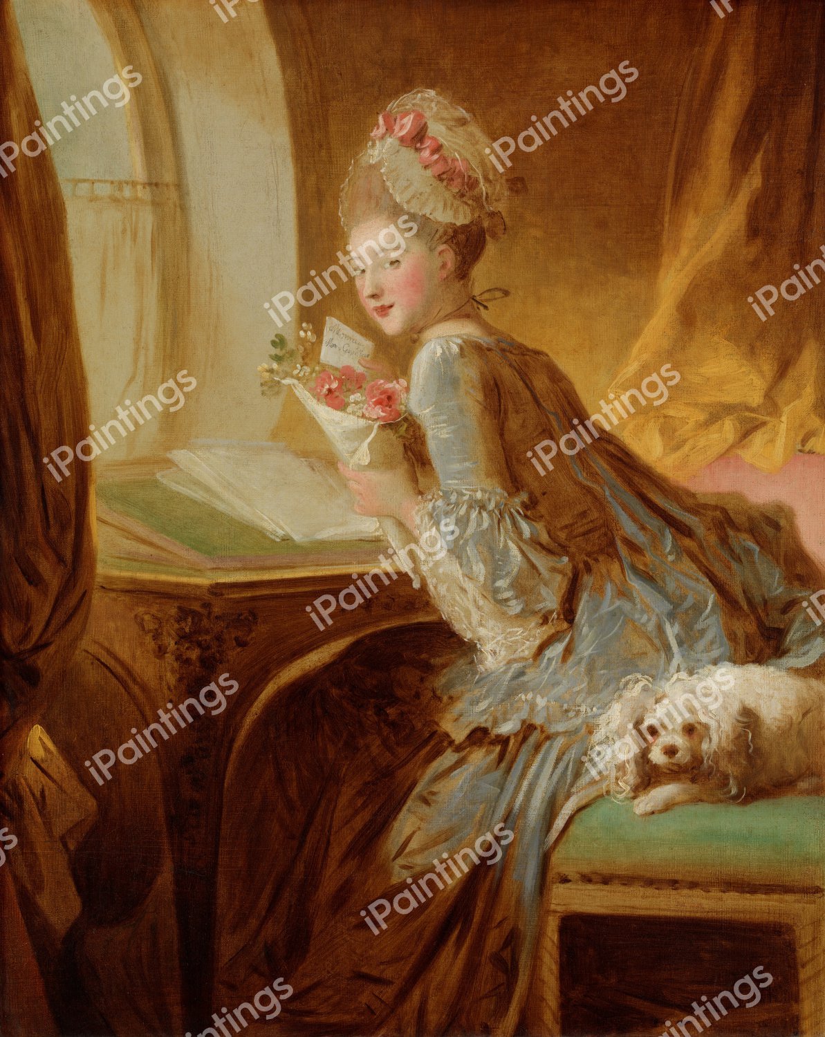 The Love Letter. The painting by Jean-Honore Fragonard