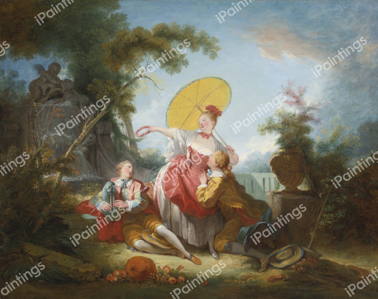 The Musical Contest. The painting by Jean-Honore Fragonard