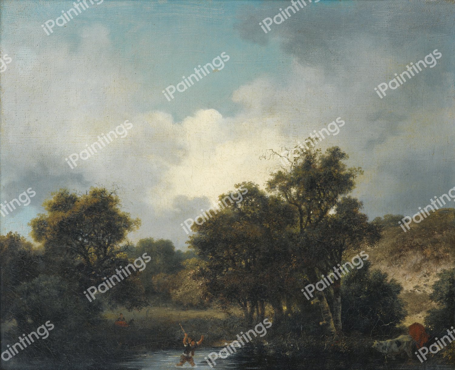 The Pond. The painting by Jean-Honore Fragonard