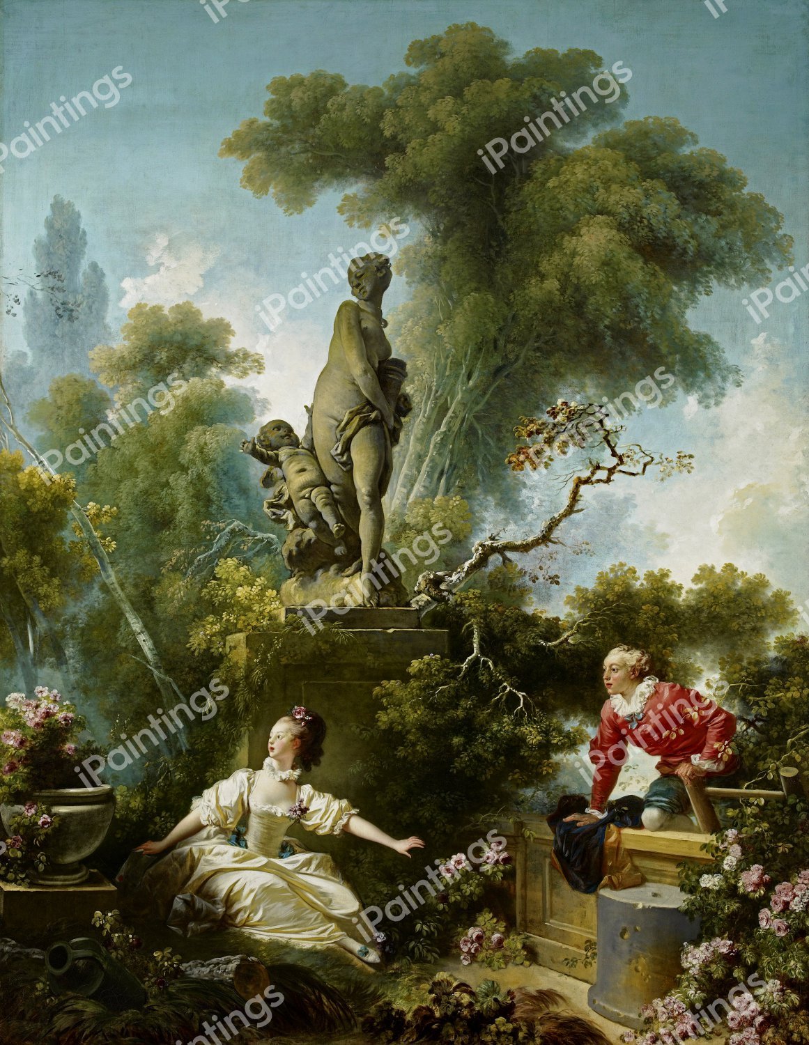 The Progress of Love: The Meeting. The painting by Jean-Honore Fragonard