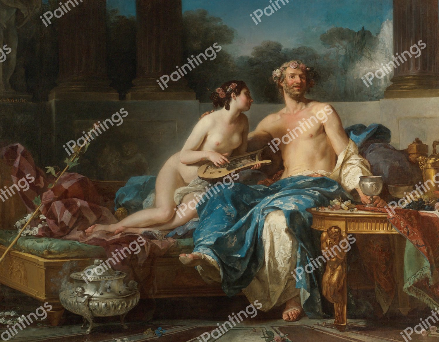 The Pleasures Of Anacreon. The painting by Jean II Restout