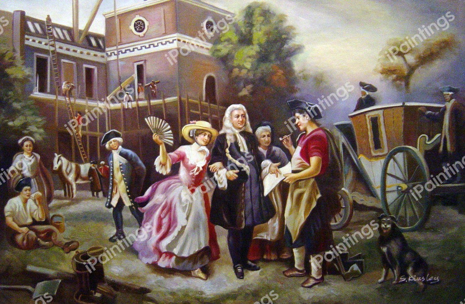 Building The Cradle Of Liberty. The painting by Jean Leon Gerome Ferris