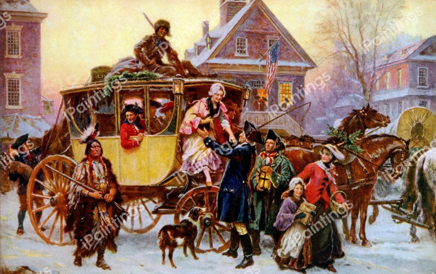 Christmas Coach . The painting by Jean Leon Gerome Ferris