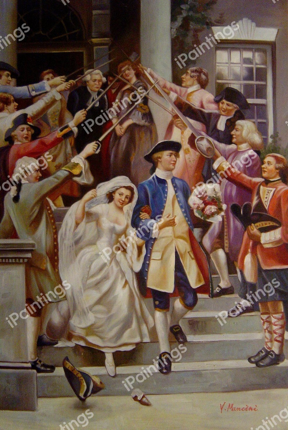 Here Comes The Bride, Wedding Of Washington. The painting by Jean Leon Gerome Ferris