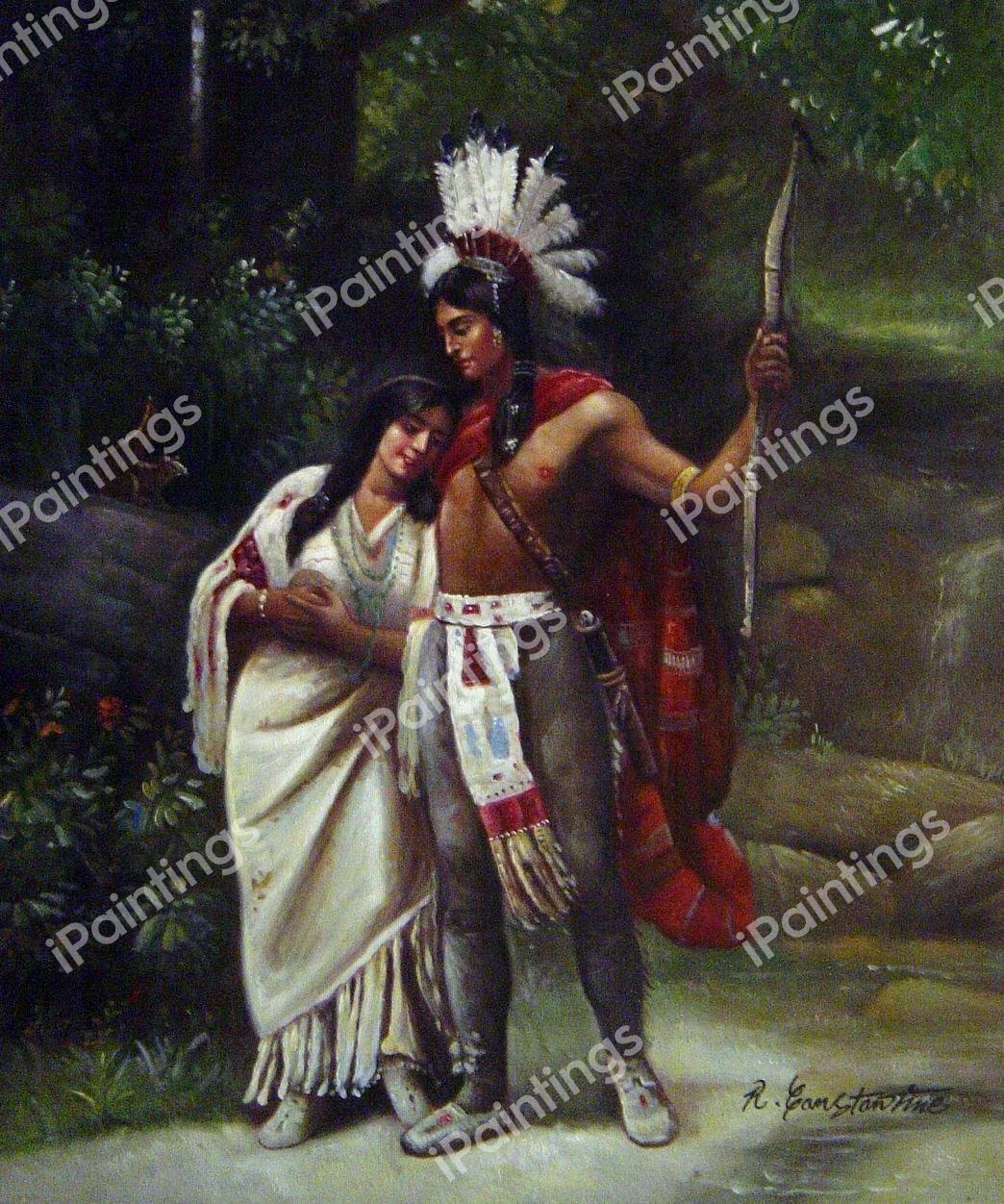 Hiawatha&#39s Wedding Journey. The painting by Jean Leon Gerome Ferris