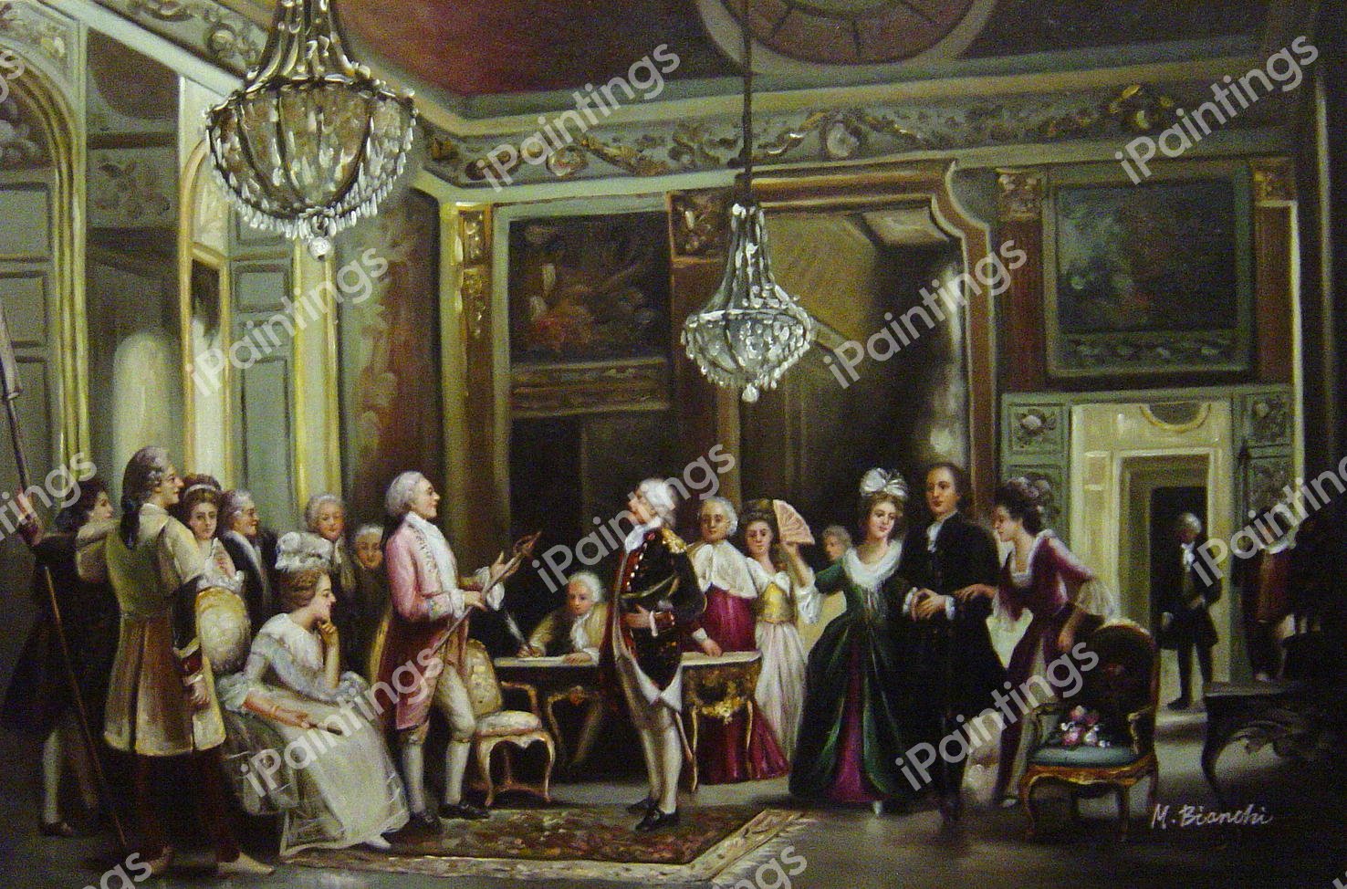 John Paul Jones And Benjamin Franklin At Louis XVI&#39s Court. The painting by Jean Leon Gerome Ferris