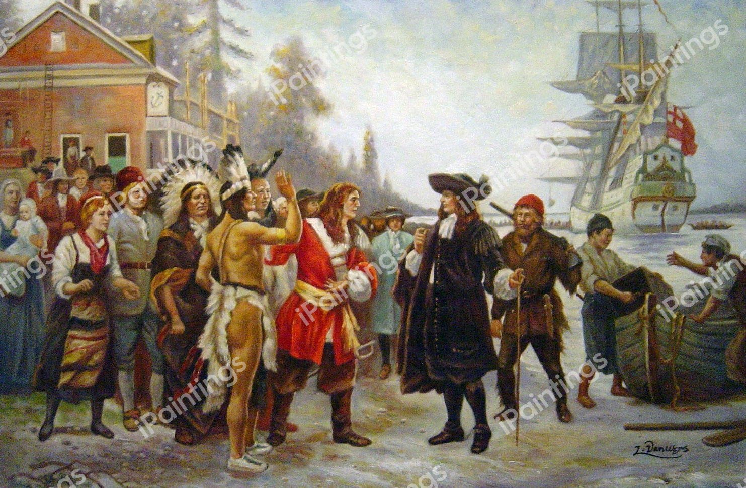 Landing Of William Penn. The painting by Jean Leon Gerome Ferris
