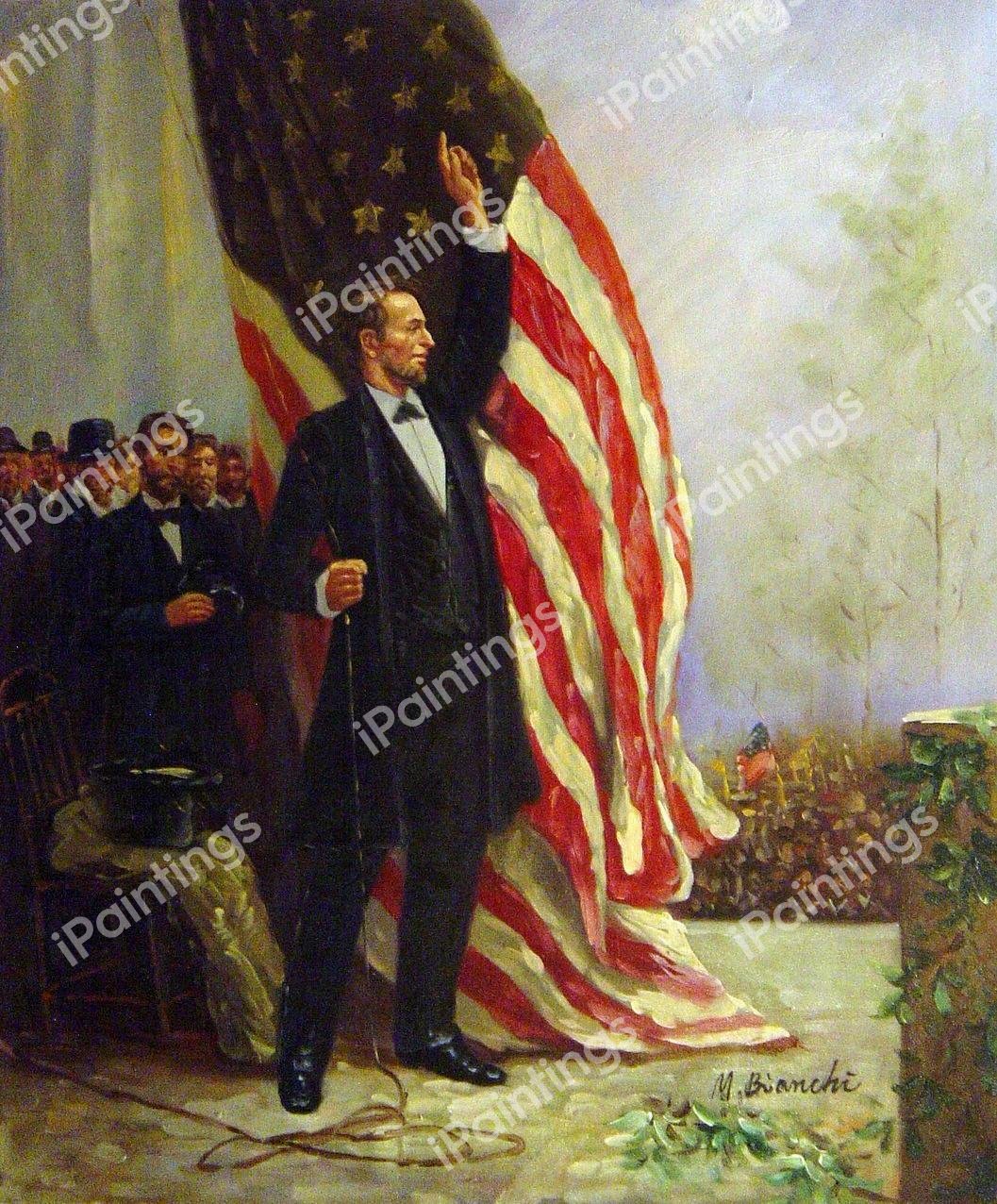 Lincoln At Independence Hall. The painting by Jean Leon Gerome Ferris