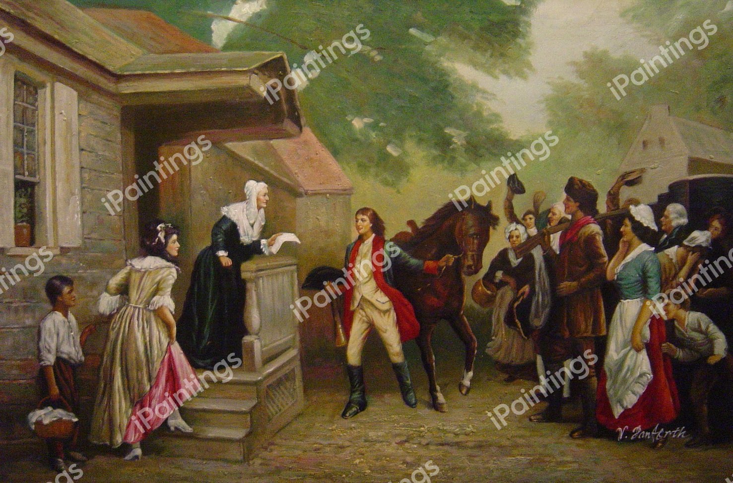 News Of Yorktown, Brought To Washington&#39s Mother. The painting by Jean Leon Gerome Ferris