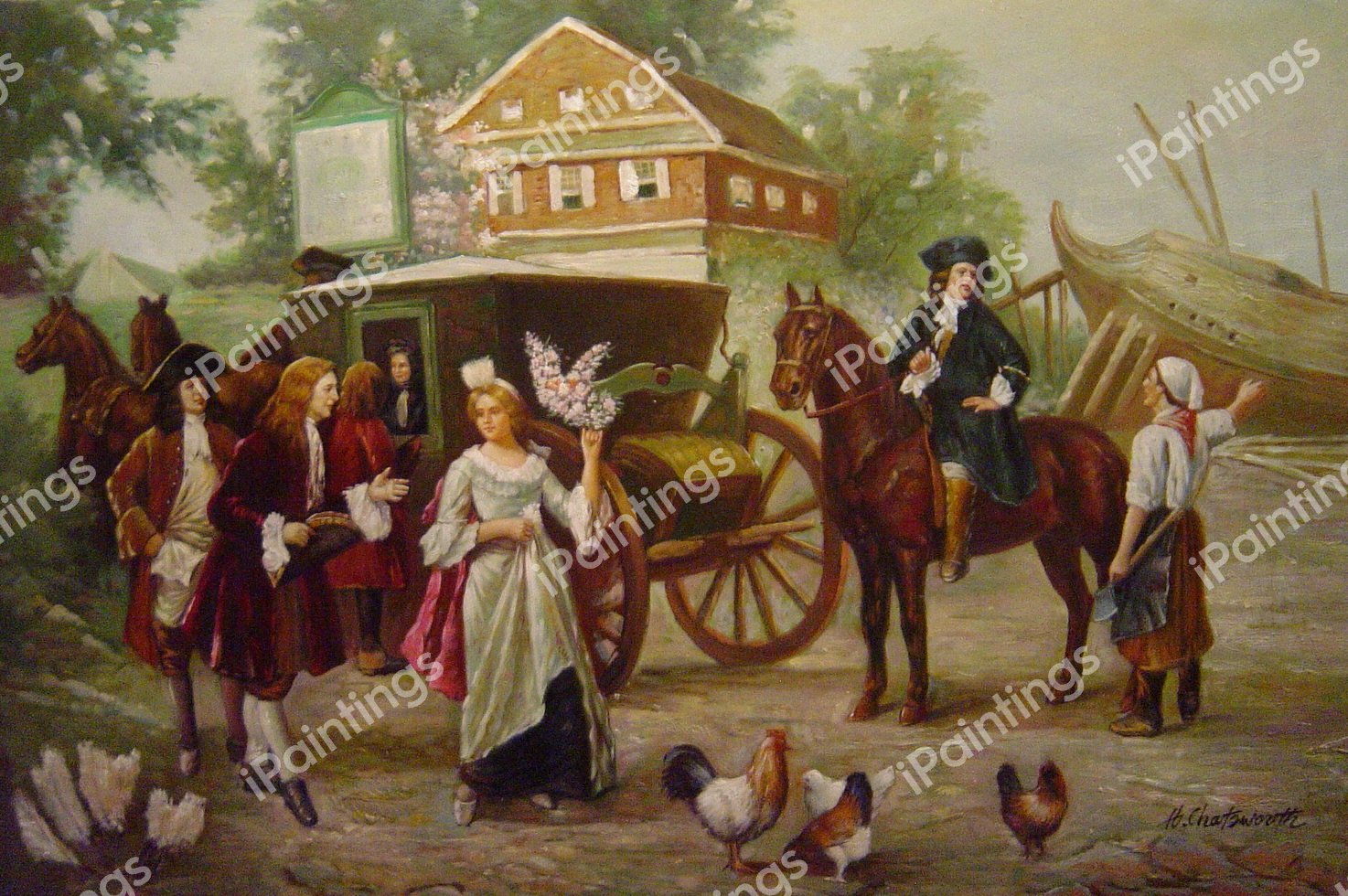 On The Road To Penn&#39s Manor. The painting by Jean Leon Gerome Ferris