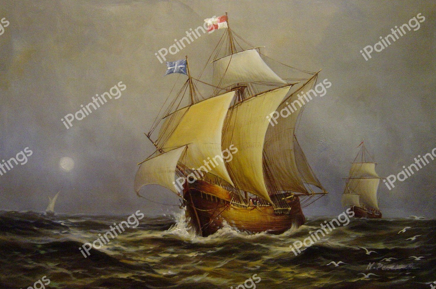 The Eve Of Discovery. The painting by Jean Leon Gerome Ferris