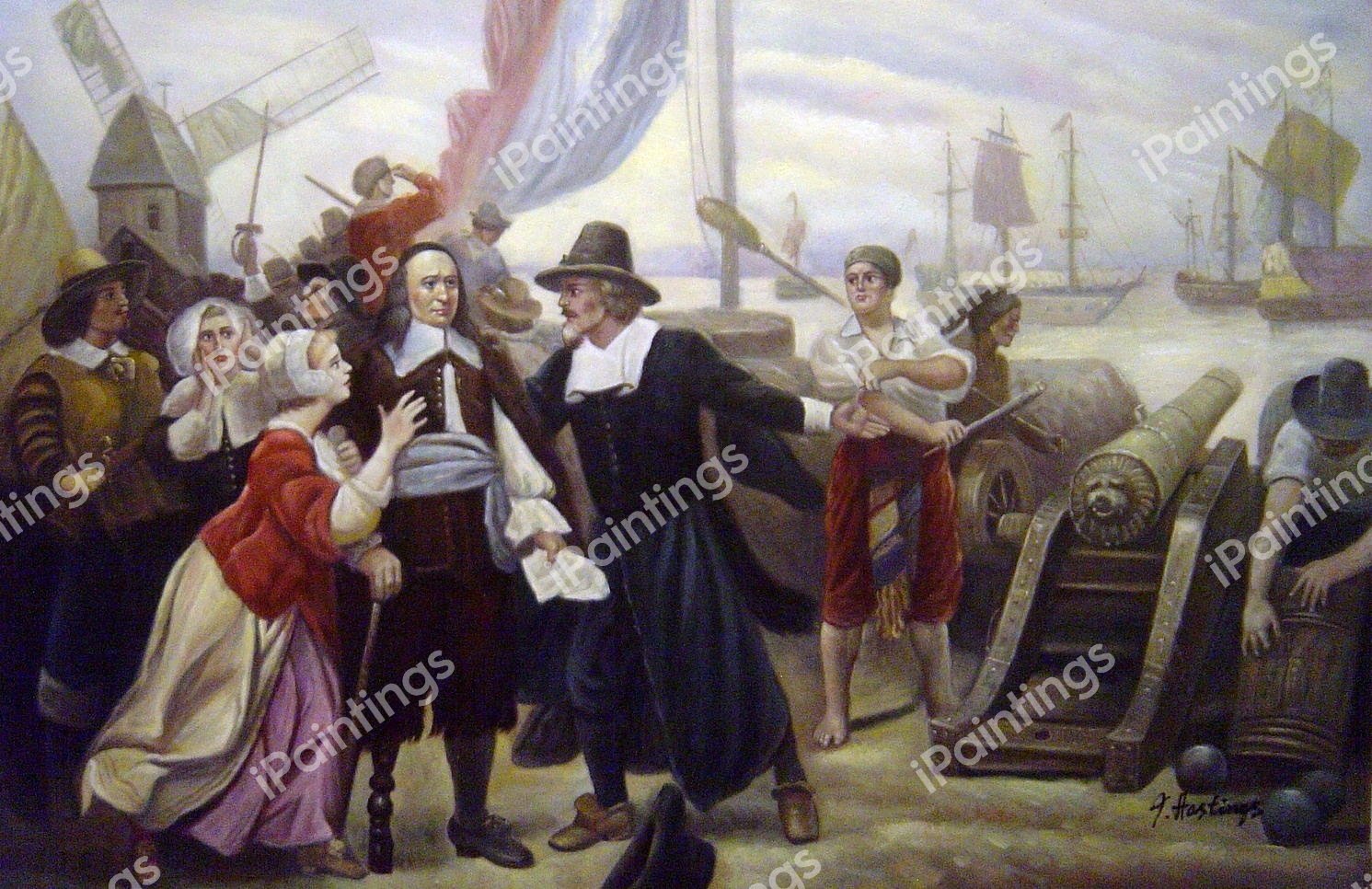 The Fall Of New Amsterdam. The painting by Jean Leon Gerome Ferris