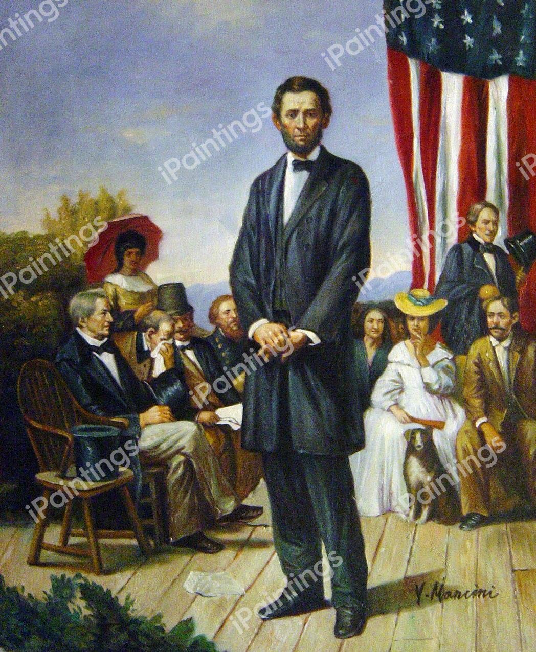 The Gettysburg Address. The painting by Jean Leon Gerome Ferris