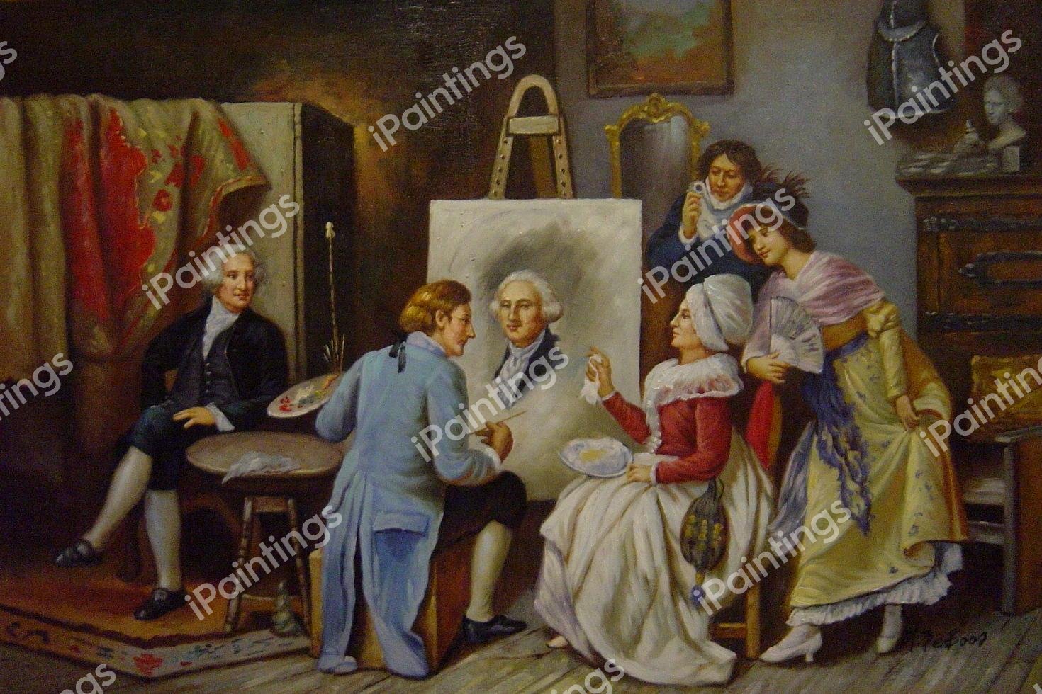 The Painter And President Washington. The painting by Jean Leon Gerome Ferris