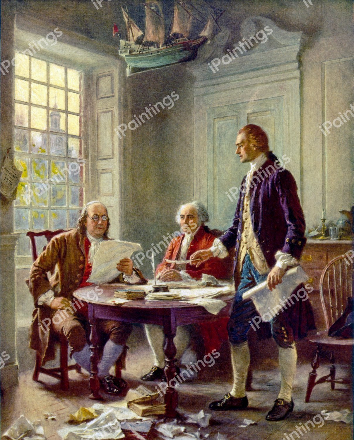 Writing the Declaration of Independence . The painting by Jean Leon Gerome Ferris