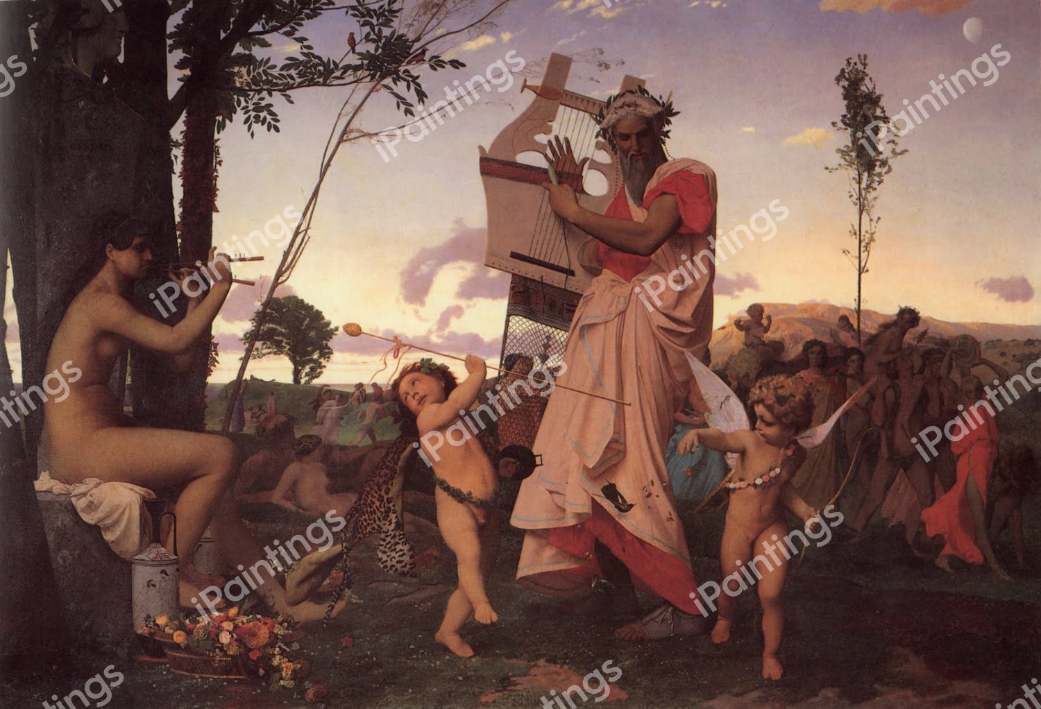 Anacreon, Bacchus and Cupid. The painting by Jean-Leon Gerome