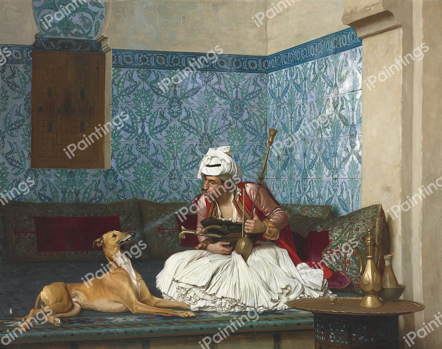 Arnaut and his Dog. The painting by Jean-Leon Gerome