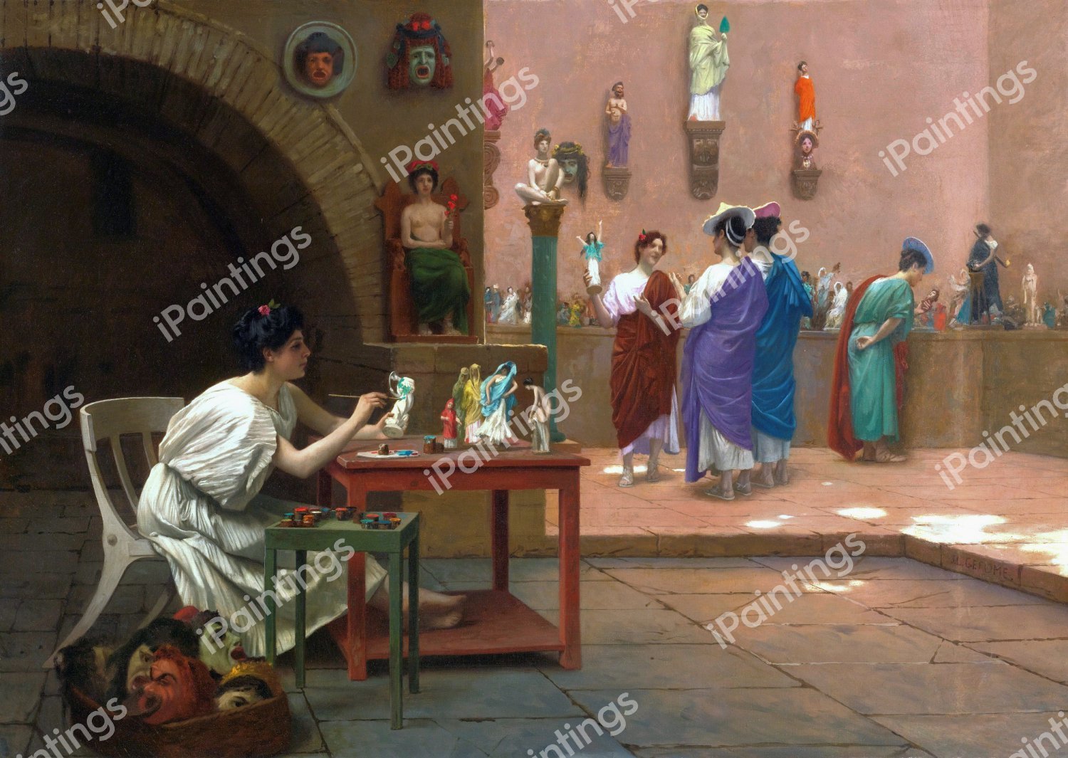 Atelier de Tanagra. The painting by Jean-Leon Gerome