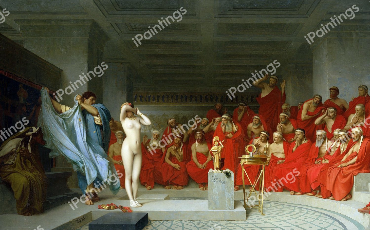 Phryne Revealed before the Areopagus. The painting by Jean-Leon Gerome