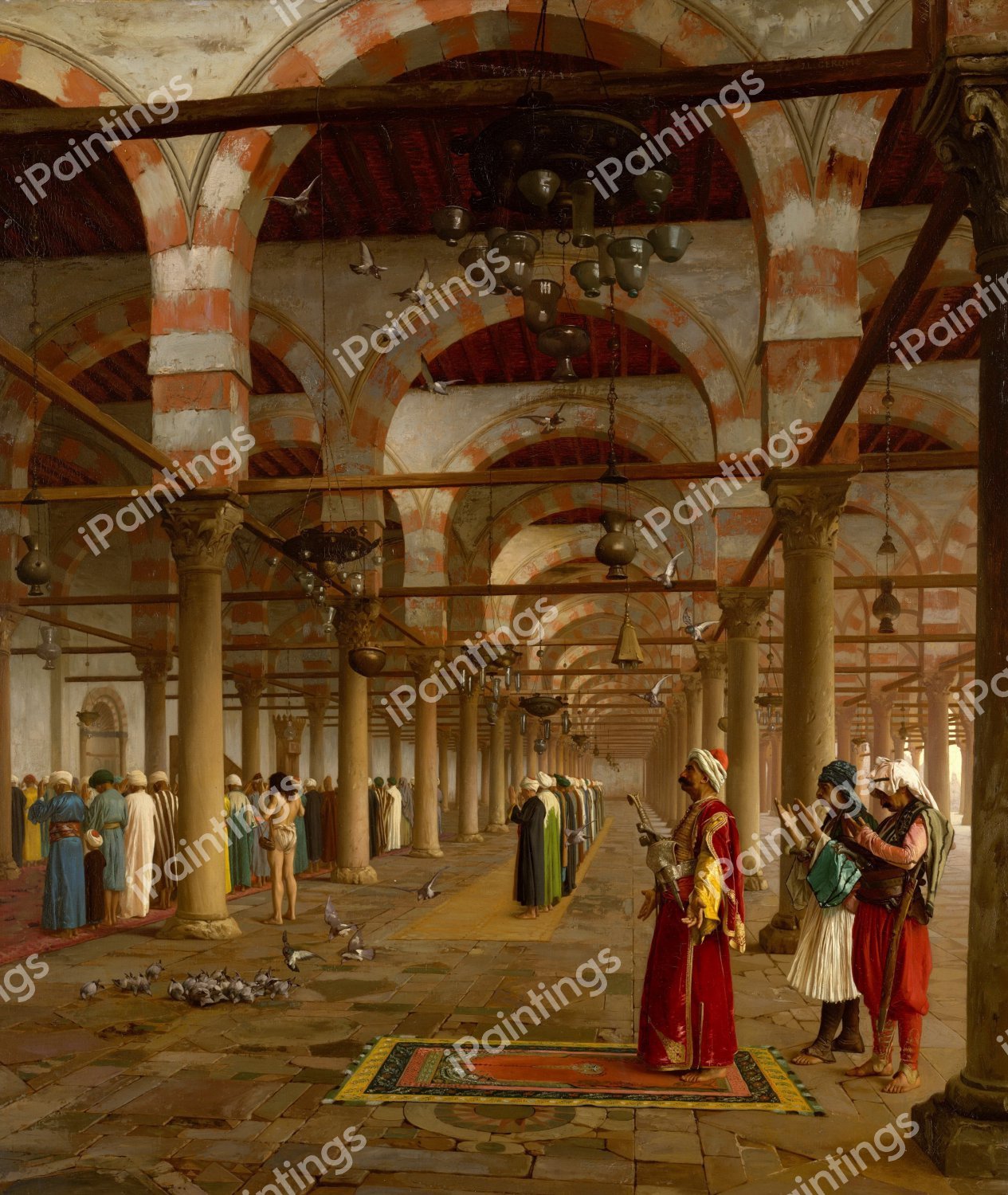 Prayer in the Mosque. The painting by Jean-Leon Gerome
